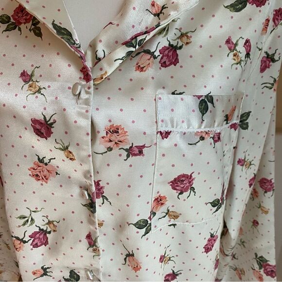 Barbizon 2 Piece Pajama Set Vintage Floral Roses - Picture 8 of 9